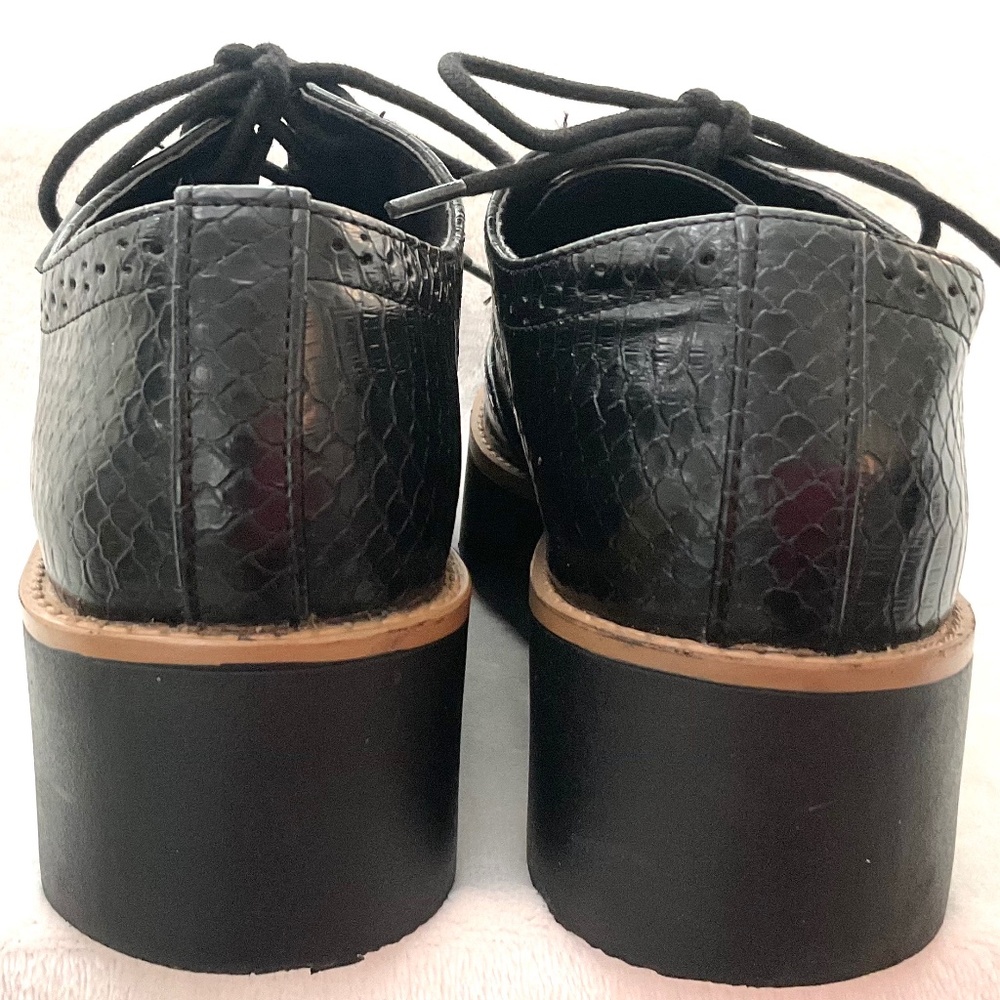 Black Madden Girl G-Class Almond Toe Snake Skin Lace Up Platform Oxfords Sz 6.5M - Picture 8 of 16